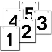 Hanging Aisle Sign, Vertical, 1-Side, 1-5 Range, BLK/WHT, 12"L X 18"H