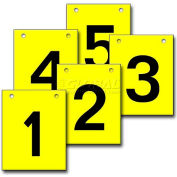 Hanging Aisle Sign, Vertical, 1-Side, 1-5 Range, BLK/YEL, 12"L X 18"H