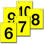Hanging Aisle Sign, Vertical, 1-Side, 6-10 Range, BLK/YEL, 12"L X 18"H