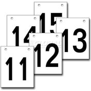 Hanging Aisle Sign, Vertical, 1-Side, 11-15 Range, BLK/WHT, 12"L X 18"H