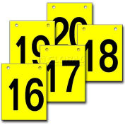 Hanging Aisle Sign, Vertical, 1-Side, 16-20 Range, BLK/YEL, 12"L X 18"H