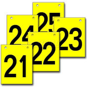 Hanging Aisle Sign, Vertical, 1-Side, 21-25 Range, BLK/YEL, 12"L X 18"H