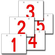 Hanging Aisle Sign, Horizontal, 2-Side, 1-5 Range, RD/WHT, 28"L X 20"H