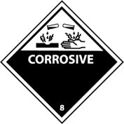 NMC DL12AP DOT Shipping Labels, Corrosive 8, 4" X 4", White/Black, 25 Per Pack