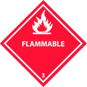 NMC DL158P DOT Placard, Flammable 3, 10-3/4" X 10-3/4", White/Red