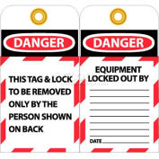 NMC LOTAG1-25 Tags, This Tag & Lock To Be Removed Only, 6" X 3", White/Red/Black, 25/Pk
