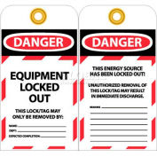 NMC LOTAG37-25 Tags, Danger Equipment Locked Out, 6" X 3-1/4", White/Red/Black, 25/Pk