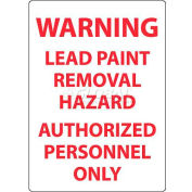 NMC M204RB Warning Lead Paint Removal Hazard Authorized Personnel Only, 14" X 10", White/Red