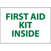 NMC M65P Sign, First Aid Kit Inside, 7" X 10", White/Green