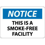 NMC N172RB OSHA Sign, Notice This Is A Smoke-Free Facility, 10" X 14", White/Blue/Black