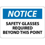NMC N18R OSHA Sign, Notice Safety Glasses Required Beyond This Point, 7" X 10", White/Blue/Black