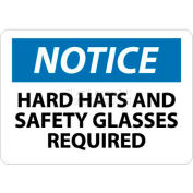 NMC N206RB OSHA Sign, Notice Hard Hat & Safety Glasses Required, 10" X 14", White/Blue/Black