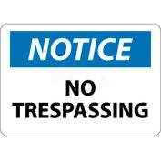 NMC N218AB OSHA Sign, Notice No Trespassing, 10" X 14", White/Blue/Black