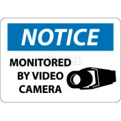 NMC N297RB OSHA Sign, Notice Monitored By Video Camera, 10" X 14", White/Blue/Black