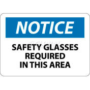 NMC N6RB OSHA Sign, Notice Safety Glasses Required In This Area, 10" X 14", White/Blue/Black