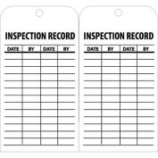 NMC RPT112 Tags, Inspection Record, 6" X 3", White/Black, 25/Pk