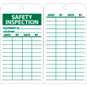 NMC RPT170 Tags, Safety Inspection, 6&quot; X 3&quot;, White/Green, 25/Pk