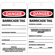 NMC RPT172 Tags, Danger Barricade Tag, 6&quot; X 3&quot;, White/Red/Black, 25/Pk