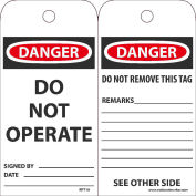 NMC RPT1A Tags, Danger Do Not Operate, 6&quot; X 3&quot;, White/Red/Black, 25/Pk