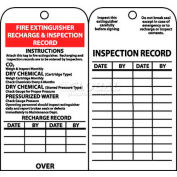 NMC RPT26 Tags, Fire Extinguisher Recharge And Inspection Record, 6" X 3", White/Red/Black, 25/Pk