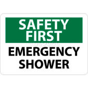 NMC SF43RB OSHA Sign, Safety First - Emergency Shower, 10" X 14", White/Green/Black