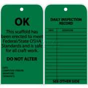 Tags, Ok This Scaffold Has Been Erected To Meet Federal/State OSHA Standards, 6&quot; X 3&quot;, Green, 25/Pk