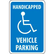 NMC TM10G Traffic Sign, Handicapped Vehicle Parking, 18" X 12", White/Blue