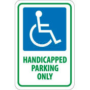 NMC TM145J Traffic Sign, Handicapped Parking Only, 18" X 12", White/Blue/Green