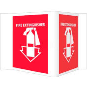NMC VS1R Visi Sign W/Graphic, Fire Extinguisher, 5-3/4" X 8-3/4", White/Red