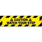 NMC WFS625 Walk On Floor Sign, Caution Watch Your Step, 6" X 24", Yellow/Black
