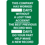 Write-On Scoreboard, This Company Has Worked Days Without A Lost Time Accident, 28 X 20, Wht/Grn