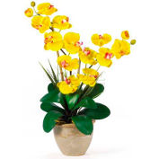 Nearly Natural Double Phalaenopsis Silk Orchid Flower Arrangement, Yellow