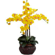 Nearly Natural Phalaenopsis with Decorative Vase Silk Flower Arrangement, Yellow