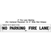 Newstripe 4" NO PARKING FIRE LANE, 1/8" Thick, PolyTough, Plastic, White