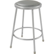 24"H Steel Work Stool with Vinyl Seat - Backless - Gray - Pack of 2