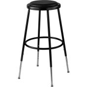 Interion® Steel Shop Stool with Padded Seat - Adjustable Height 25"-33" - Black - Pack of 2
