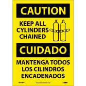 Bilingual Vinyl Sign - Caution Keep All Cylinders Chained