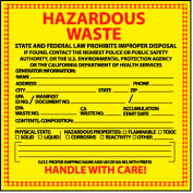 Hazardous Waste Vinyl Labels - State of California