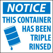 Hazardous Waste Vinyl Labels - Notice This Container Has Been Triple Rinsed