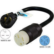 Conntek EV630T NEMA 6-30P to NEMA 14-50R Electric Vehicle Pigtail Adapter Cord