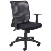 Interion® Mesh Office Chair with Adjustable Arms & Mid Back, Fabric, Black