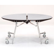 NPS® 72" Mobile Round Table - MDF with ProtectEdge - Chrome Frame - Grey Nebula