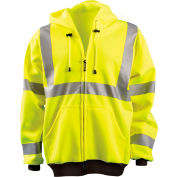 OccuNomix Full Zip Hoodie Sweatshirt Hi-Vis Yellow 2XL, LUX-HZSWT-Y2X