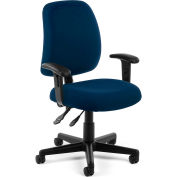 OFM Posture Series Swivel Task Chair with Arms, Fabric, Mid Back, Navy