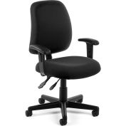 OFM Posture Series Swivel Task Chair with Arms, Fabric, Mid Back, Black