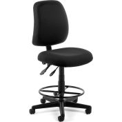 OFM Posture Series Armless Swivel Task Chair with Drafting Kit, Fabric, Mid-Back, Black