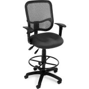 OFM Comfort Series Ergonomic Mesh Swivel Task Chair with Arms and Drafting Kit, Mid Back, Gray