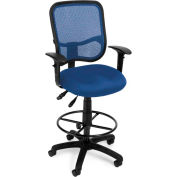 OFM Comfort Series Ergonomic Mesh Swivel Task Chair with Arms and Drafting Kit, Mid Back, Navy