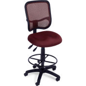OFM Comfort Series Ergonomic Mesh Swivel Armless Task Chair with Drafting Kit, Mid Back, Wine