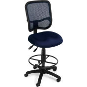 OFM Comfort Series Ergonomic Mesh Swivel Armless Task Chair with Drafting Kit, Mid Back, Navy